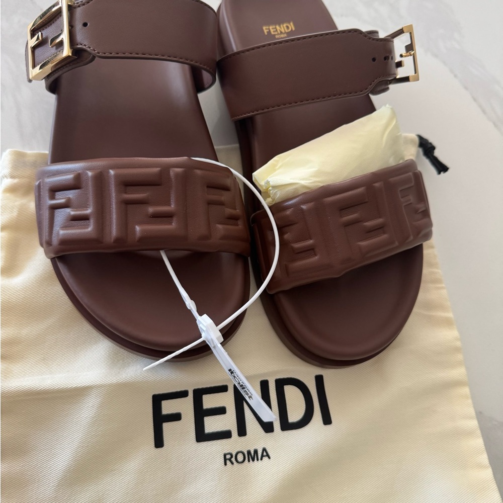 Fendi Brown Nappa Sandals